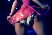 I’m partying in a pink latex dress with a diaper underneath