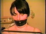22 YEAR OLD FEISTY DEREK IS MUMMY WRAPPED WITH CLEAR PLASTIC, MOUTH STUFFED, PLASTIC WRAP GAGGED, ELECTRICAL TAPE BOUND & WRAP GAGGED (D63-1)
