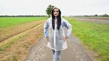 Miss Amira in Lepper nylon rain gear and transparent rain suit