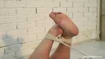 Natasha - Barefoot BBW girl hogtied 