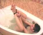Affable - absolutely crazy bondage scene with a short-haired hottie in a bathtub (video)