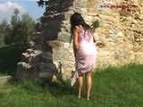 016131 Eve Takes A Daring Standing Pee By A Ruined Wall  