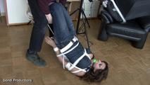 Busted girl hogtied