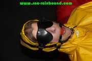 Sexy Pia being tied and gagged on a chair wearing sexy shiny nylon rainwear (Pics)