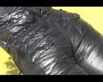 Mara sunbathing and swimming in the pool wearing a supersexy black adidas shiny nylon catsuit (Video)