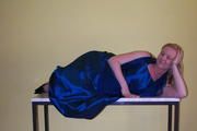 Blue dress hogtie