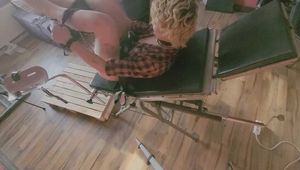 Blonde Teen restrained on medical chair - getting finger fucked and clit teased with vibrator until she shivers and screames in panic and pleasure 