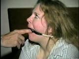 30 Yr OLD SINGLE MOM IS HOME MADE RING-GAGGED, MOUTH STUFFED & HAS FINGERS STUCK IN HER MOUTH (D46-16)