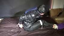 Ronja tied and gagged in shiny nylon Downwear