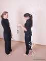 Alexa and Satisfaction Girl - Two girls and one coat rack: self-bondage session with a twist