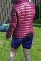 Watch Chloe enjoying the Summer in the Garden her shiny nylon Downjacket