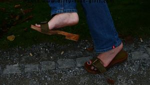 Linda in wooden clogs