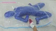 Xiaomeng in Blue Zentai Vacuum Packed and Swim Capped