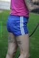 Watch Maly enjoying the summer in her shiny nylon Shorts