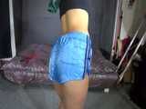 Get a Video with Sandra getting bound, gagged and spanked in her shiny nylon Shorts