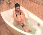 Affable - absolutely crazy bondage scene with a short-haired hottie in a bathtub (video)