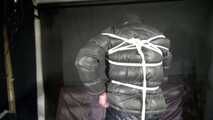 Watch Pia beeing bound and gagged in her shiny nylon Downwear