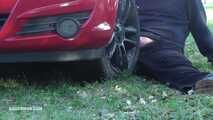 Mistress Cleo smokes and smashes balls with a car CBT version