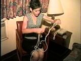 47 Yr OLD UNCOOPERATIVE LATINA BITCH HAIR DRESSER TIES HERSELF UP, GAGS HERSELF WITH STINKY SWEATY PANTYHOSE, & HANDCUFFS HERSELF (D62-12)