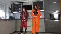 Miss Petra and Lady Nadja in AGU raingear (original AGU) and an exclusiv orange Adidas AGU raincoat