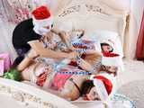 [From archive] Lucky, Nelly, Xenia - Santa’s little helpers hogtied and wrapped up on a bed 2