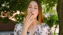 Evgeniya is smoking all white cigarettes