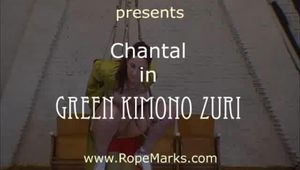 Chantal in green kimono zuroi