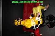 Sexy Pia being tied and gagged on a chair wearing sexy shiny nylon rainwear (Pics)