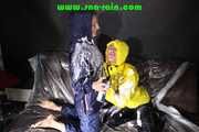 Watching STELLA and SANDRA both wearing shiny nylon rainwear playing with shaving foam and eachother (Pics)