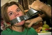 38 Yr OLD SOCIAL WORKER GETS CLEAVE GAGGED, PANTIES TAKEN OFF AND STUFFED IN MOUTH, HANDGAGGED, WRAP DUCT TAPE GAGGED, TIED UP WITH DUCT TAPE ON TOILET (D72-1)