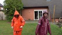 Miss Petra and Lady Nadja in AGU raingear (original AGU) and an exclusiv orange Adidas AGU raincoat