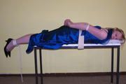 Blue dress hogtie