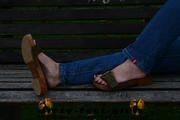 Linda in wooden clogs