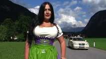 Busty Latex Dirndl Dress – Outdoor Blowjob Handjob & Titfuck – Fuck my nasty Mouth – Cum on my big natural tits