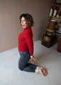 Tina in Turtleneck Sweater, Jeans and barefoot Hogtie