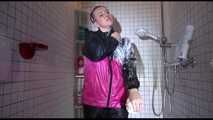 Mara wearing a sexy rainwear combination for taking a shower with shaving cream (Video)