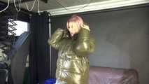 *** Watching sexy PIA putting on and wearing several layers of sexy shiny nylon rainwear and downwear and working in the garden (video)***