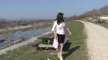 037005 Carmen Takes A Messy Pee From The Riverbank Bench