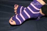 Purple Pedicure in Toe Socks