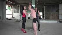 Ballbusting and Ballboxing by 2 Ladies