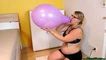 pregnant inflating with the pump Blow2Pop purple belbal14 and nail2pop