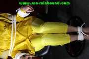 Sexy Pia being tied and gagged on a chair wearing sexy shiny nylon rainwear (Pics)