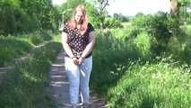 Shackled walk in a field