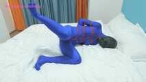 Xiaomeng in Blue Zentai Vacuum Packed and Swim Capped