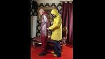 Miss Francine and Lady Nadja in AGU rainwear handcuff and ballgag each other