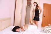 Xenia & La Pulya - Xenia and La Pulya are wrapped, hogtied and tickled