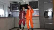 Miss Petra and Lady Nadja in AGU raingear (original AGU) and an exclusiv orange Adidas AGU raincoat