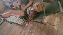 Blonde Teen restrained on medical chair - getting finger fucked and clit teased with vibrator until she shivers and screames in panic and pleasure 