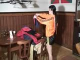 Jill Diamond wearing a sexy shiny nylon shorts and a rain jacket traing on other shorts and jackets (Video)