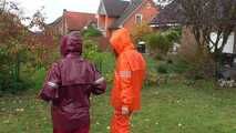 Miss Petra and Lady Nadja in AGU raingear (original AGU) and an exclusiv orange Adidas AGU raincoat